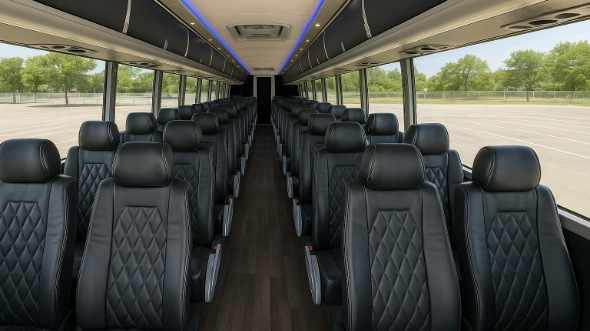 denton 50 passenger charter bus inside