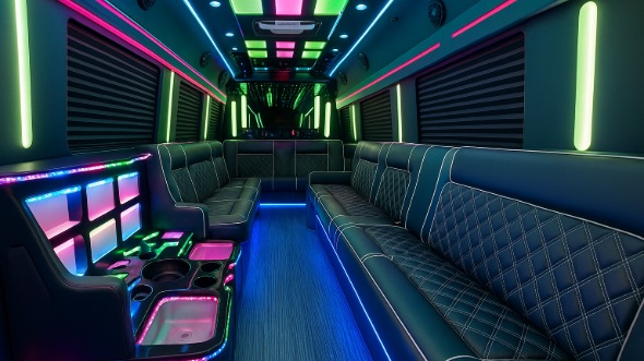 party bus rental interior denton